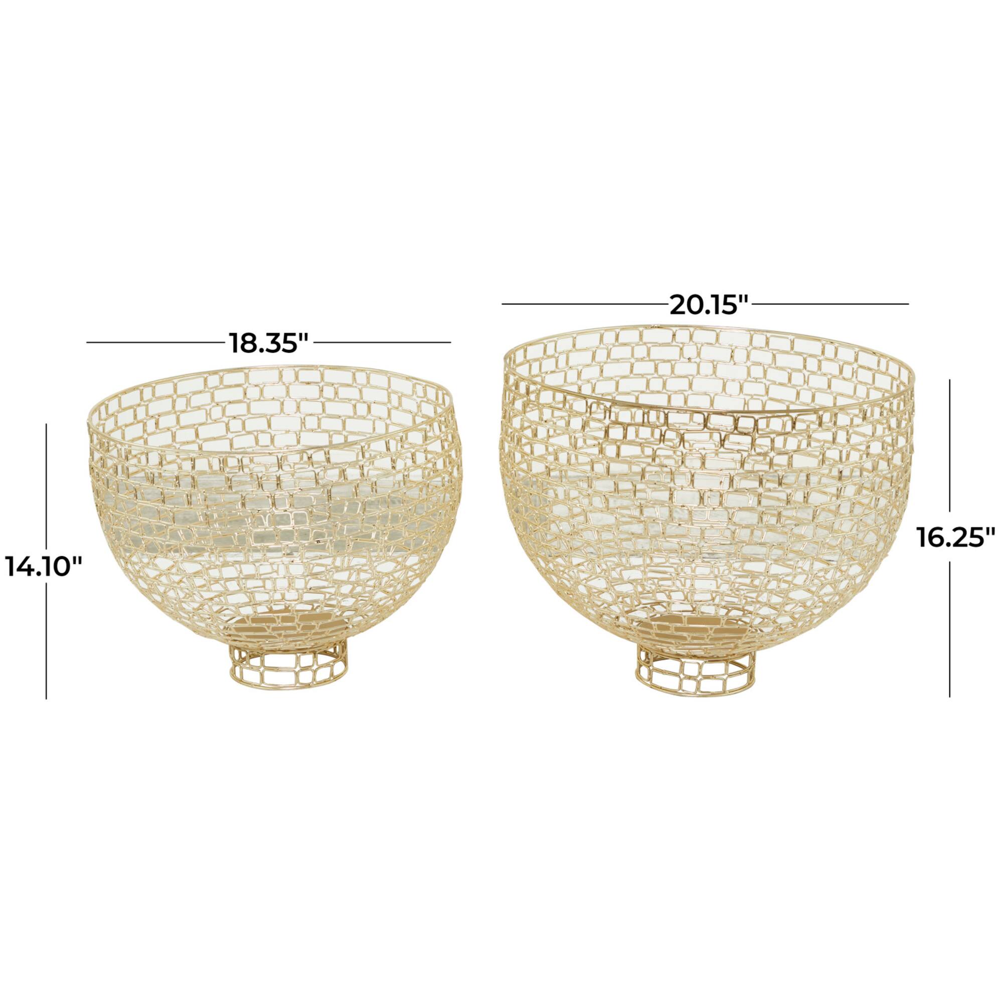 Gold Metal Chain Link Decorative Bowl Set